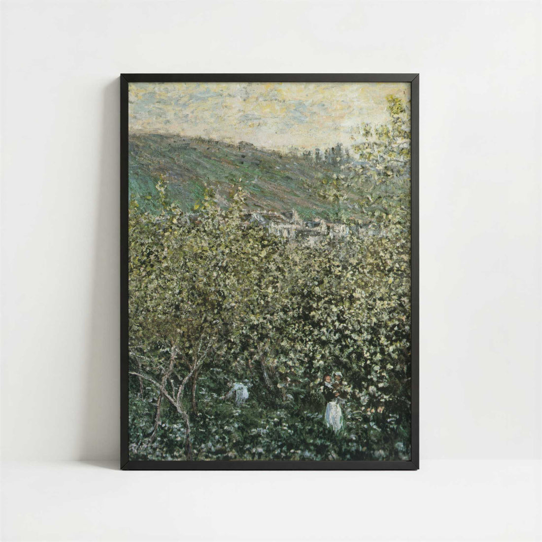 Landscape with Orchard & Figures (1879) by Claude Monet – Art Print - Art print in black frame