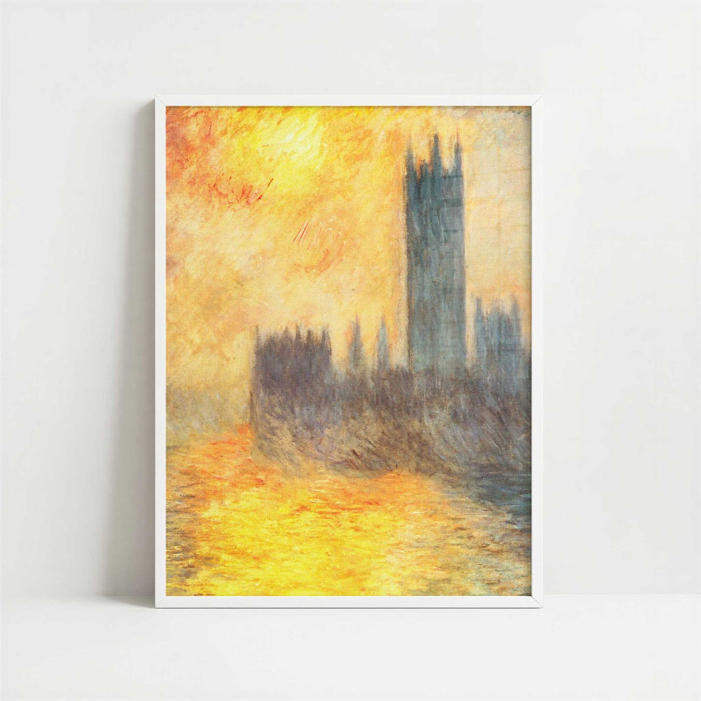 London, Houses of Parliament at Sunset (1904) by Claude Monet – Art Print - Art print in white frame