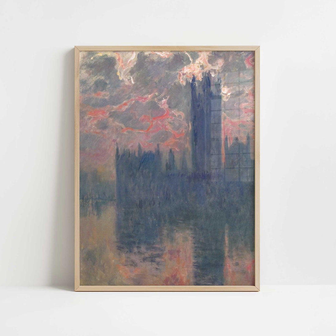 London, Houses of Parliament, Sunset (1902) by Claude Monet – Art Print - Art print in oak frame