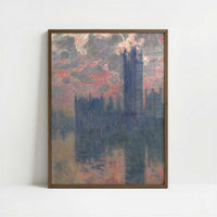London, Houses of Parliament, Sunset (1902) by Claude Monet – Art Print - Art print in dark wood frame