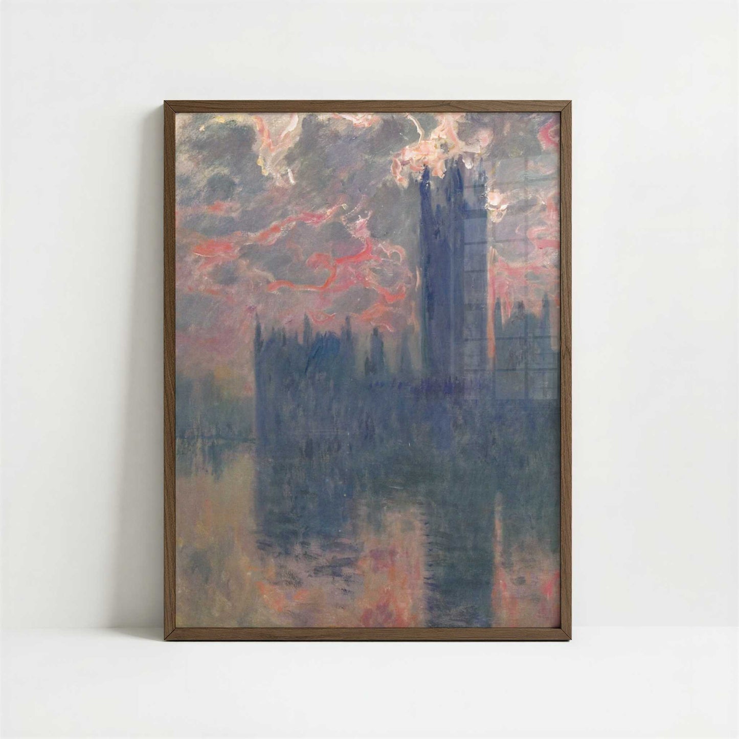 London, Houses of Parliament, Sunset (1902) by Claude Monet – Art Print - Art print in dark wood frame