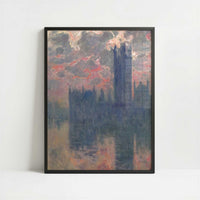 London, Houses of Parliament, Sunset (1902) by Claude Monet – Art Print - Art print in black frame