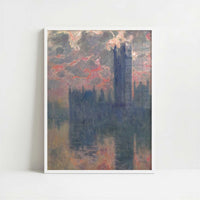 London, Houses of Parliament, Sunset (1902) by Claude Monet – Art Print - Art print in white frame