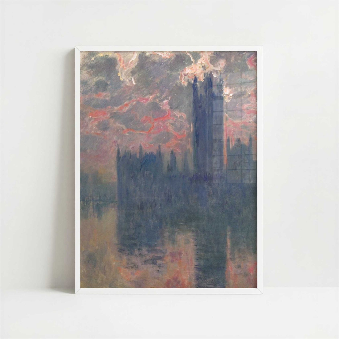 London, Houses of Parliament, Sunset (1902) by Claude Monet – Art Print - Art print in white frame