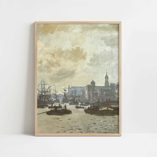 London, The Pool (1871) by Claude Monet – Art Print - Art print in oak frame
