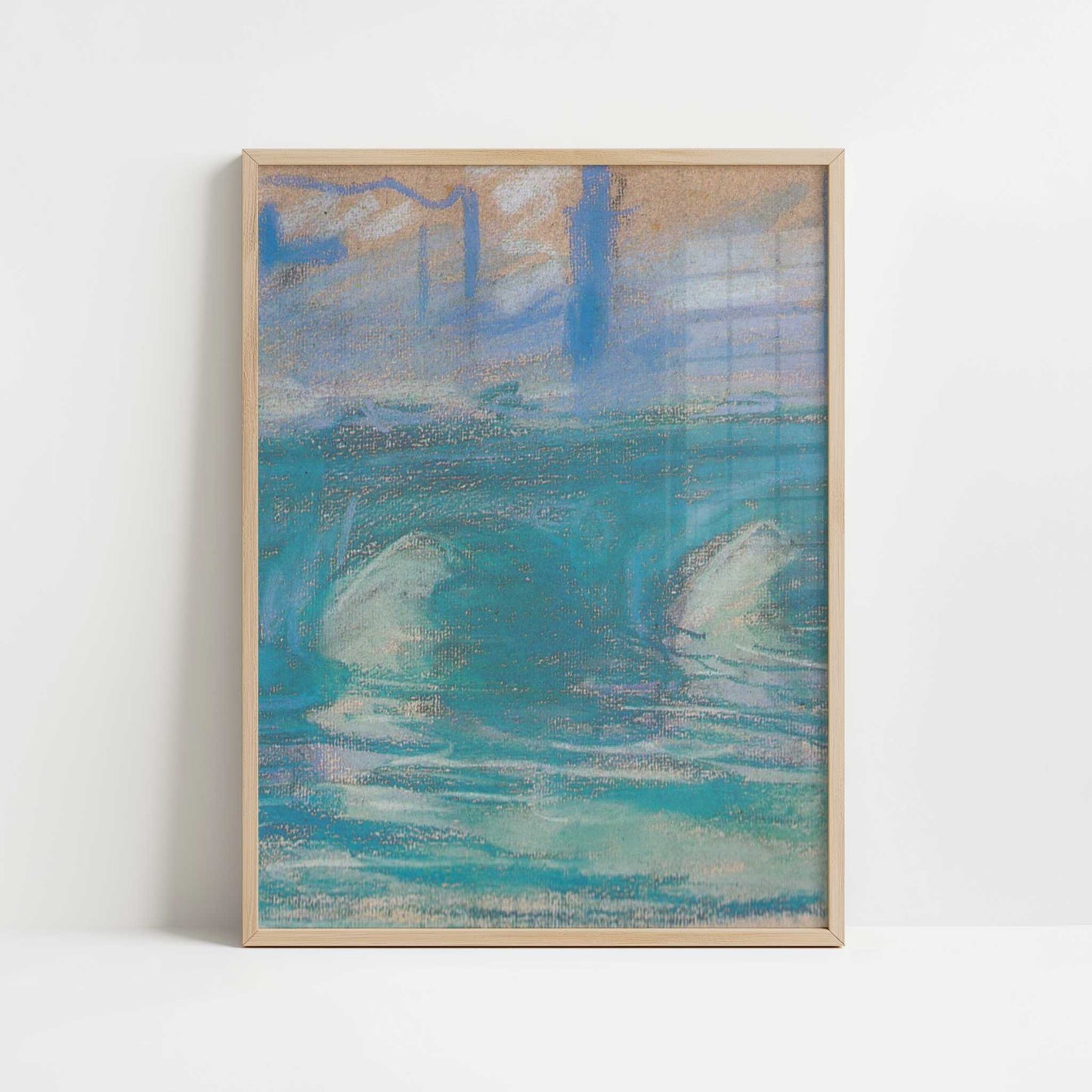 London, Waterloo Bridge, Study (1900) by Claude Monet – Art Print - Art print in oak frame