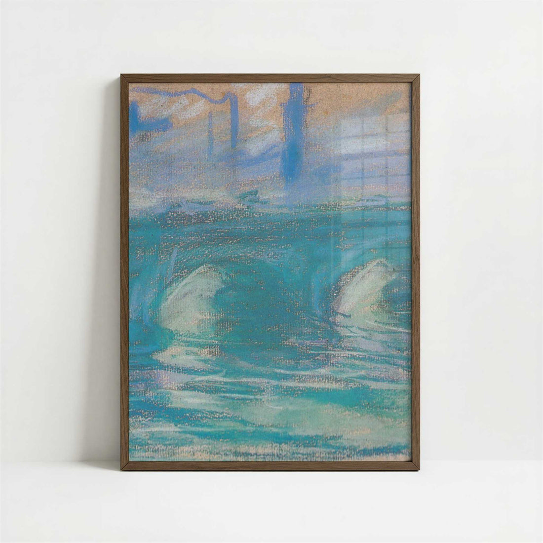 London, Waterloo Bridge, Study (1900) by Claude Monet – Art Print - Art print in dark wood frame
