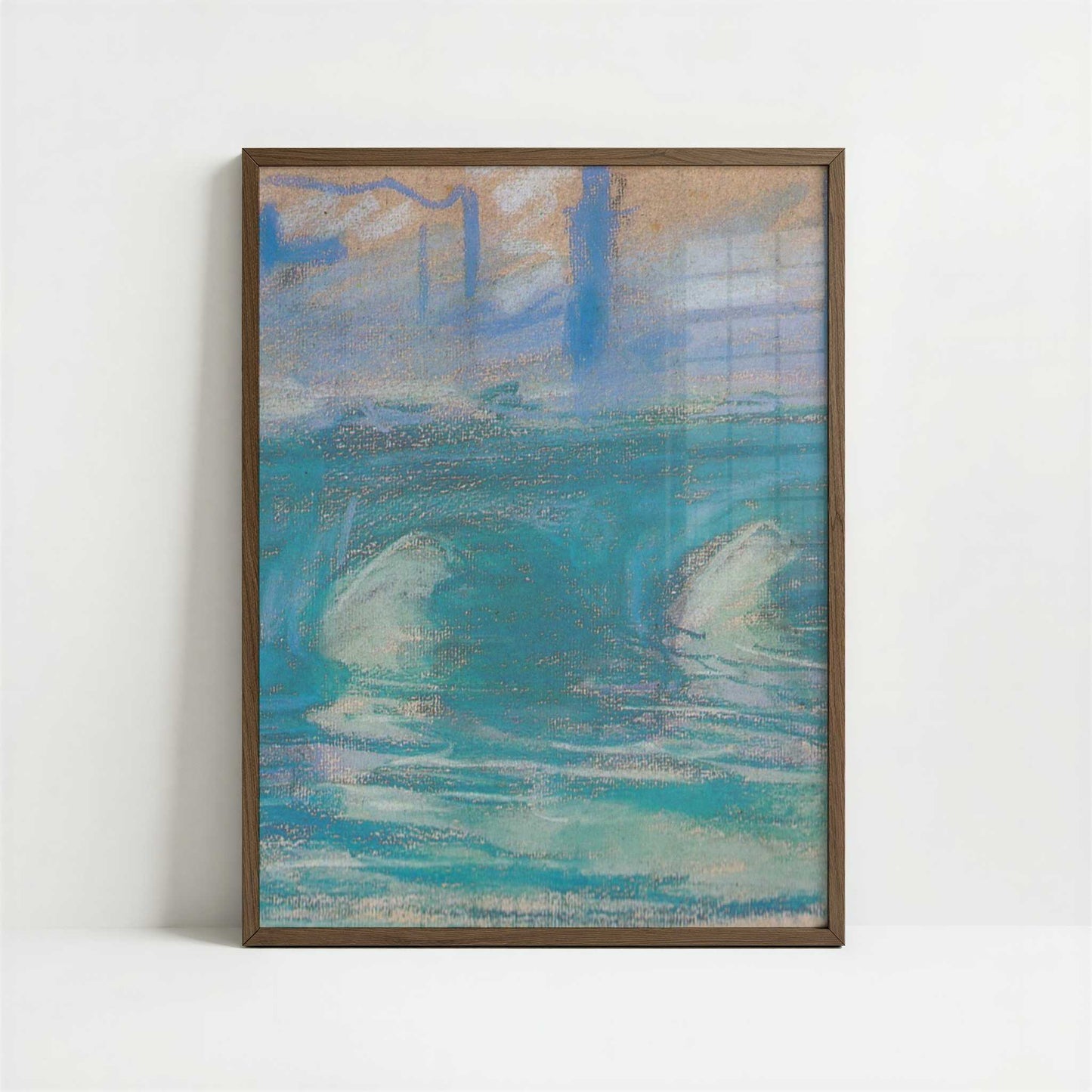 London, Waterloo Bridge, Study (1900) by Claude Monet – Art Print - Art print in dark wood frame