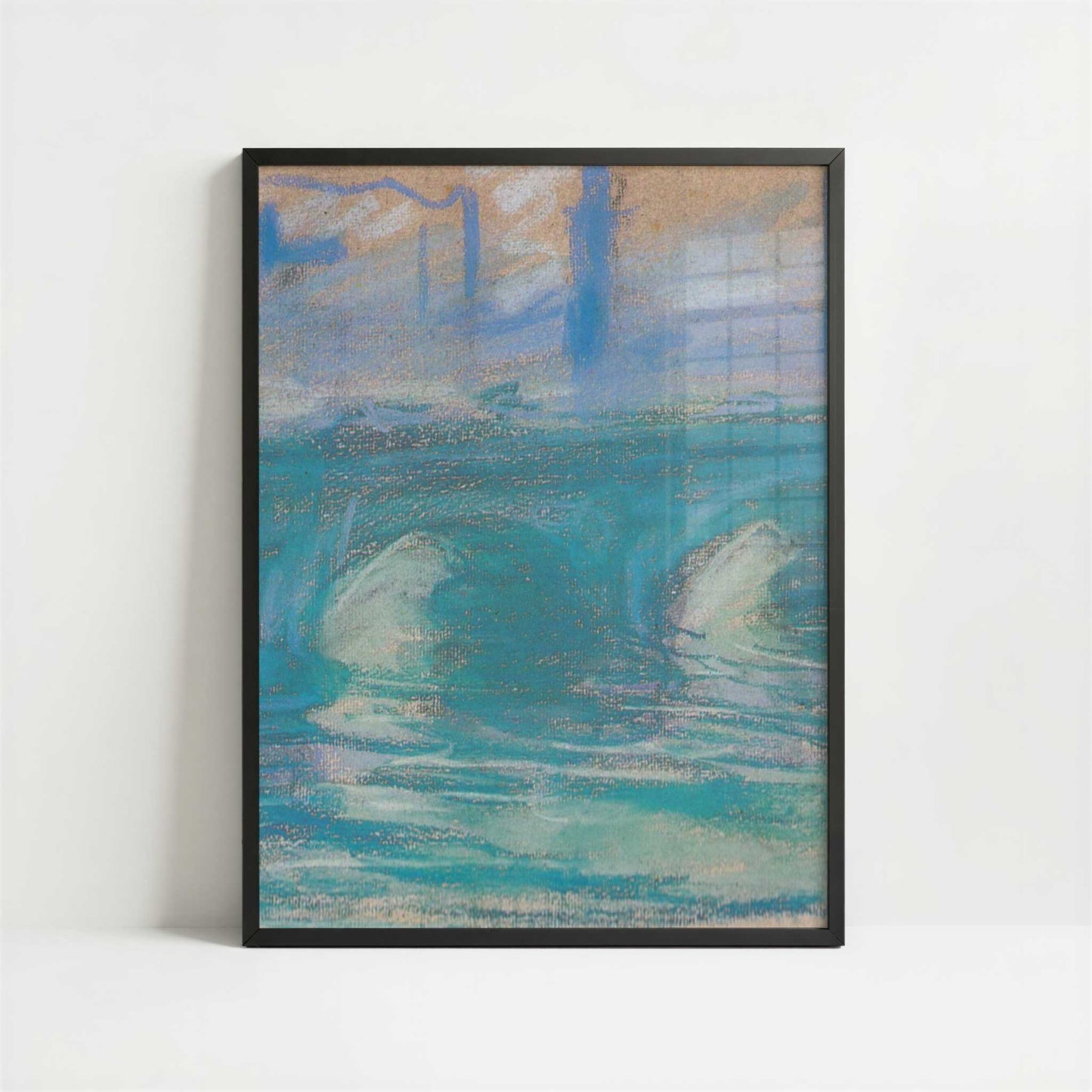 London, Waterloo Bridge, Study (1900) by Claude Monet – Art Print - Art print in black frame