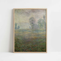 Meadow in Giverny (1888) by Claude Monet – Art Print - Art print in oak frame