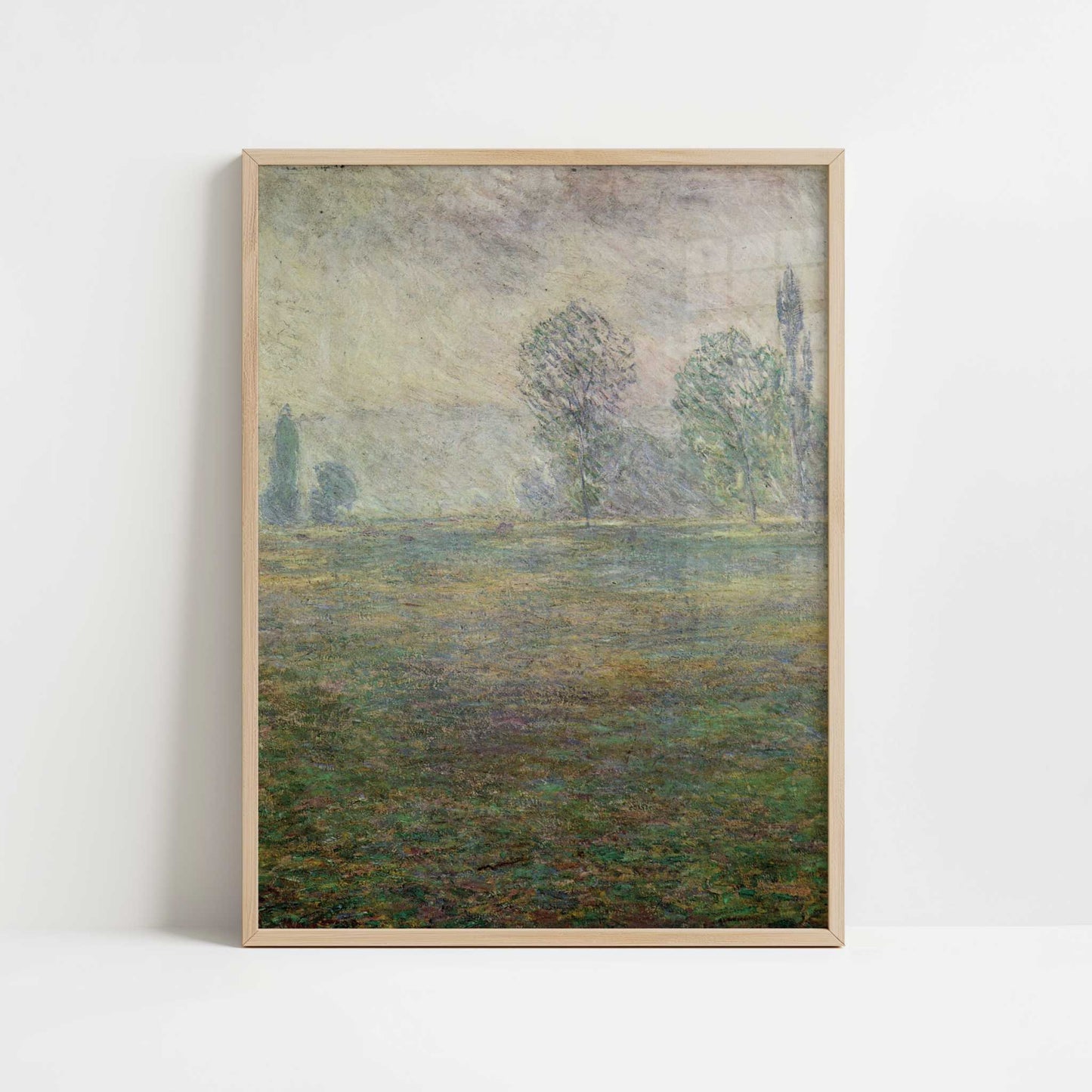 Meadow in Giverny (1888) by Claude Monet – Art Print - Art print in oak frame