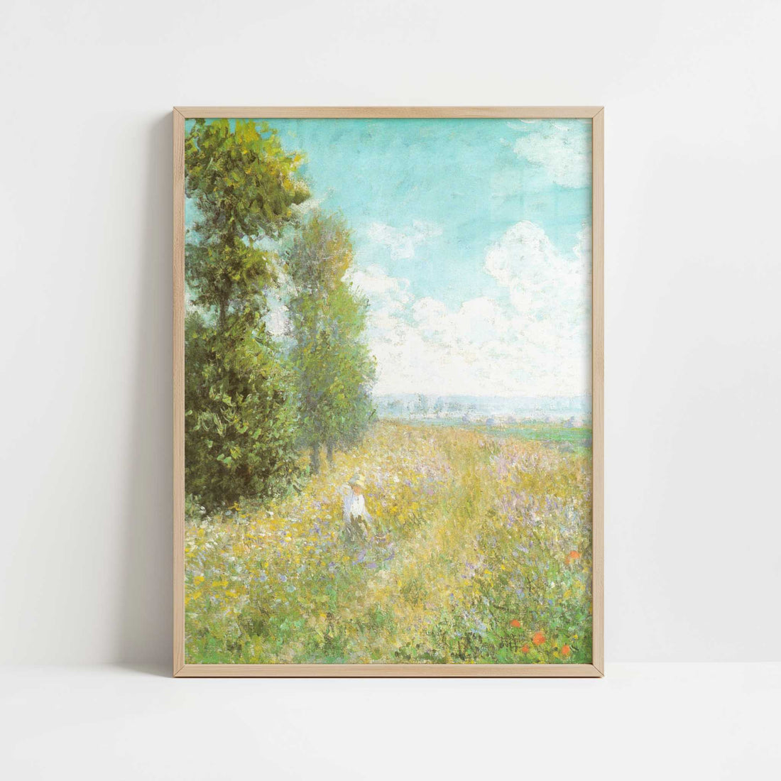 Meadow with Poplars (1875) by Claude Monet – Art Print - Art print in oak frame