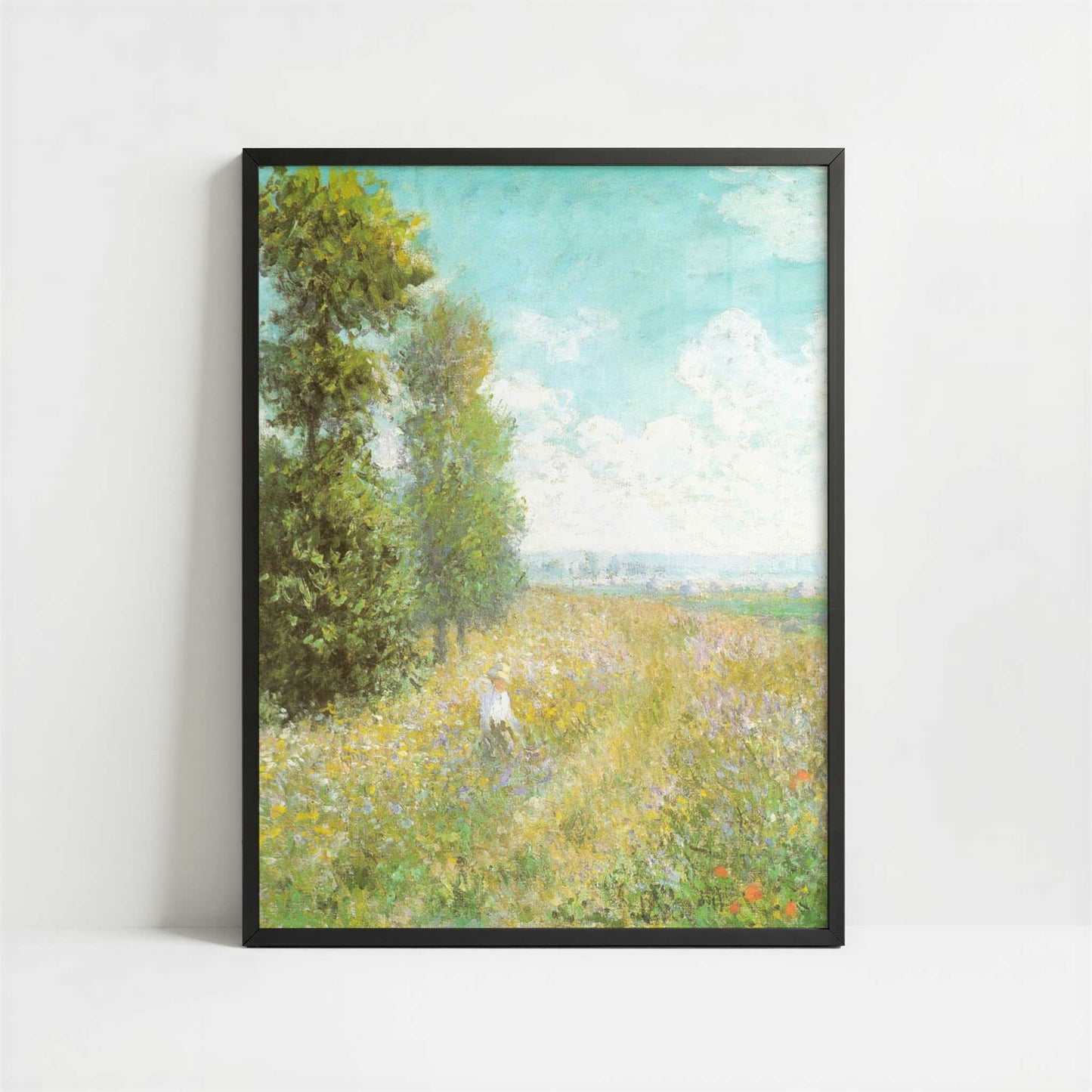 Meadow with Poplars (1875) by Claude Monet – Art Print - Art print in black frame