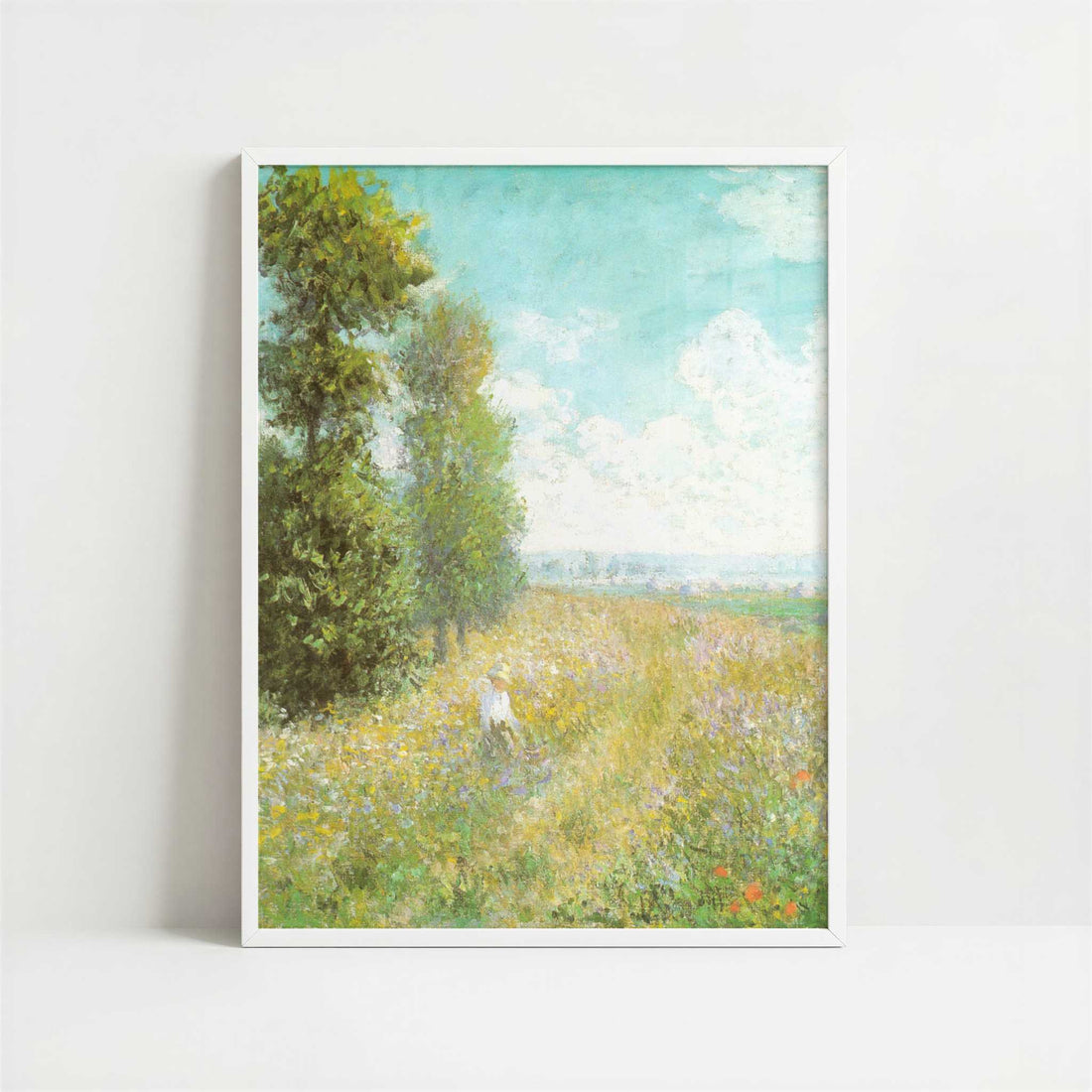 Meadow with Poplars (1875) by Claude Monet – Art Print - Art print in white frame