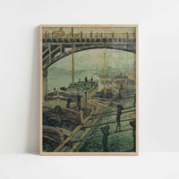 Men Unloading Coal (1875) by Claude Monet – Art Print - Art print in oak frame