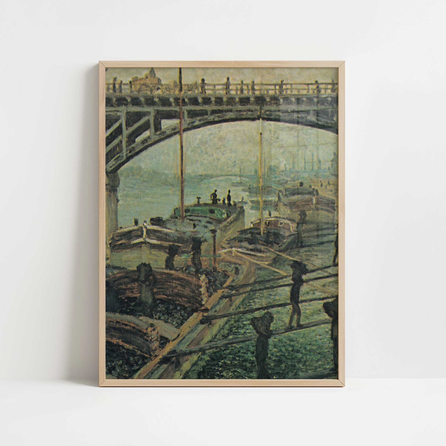 Men Unloading Coal (1875) by Claude Monet – Art Print - Art print in oak frame