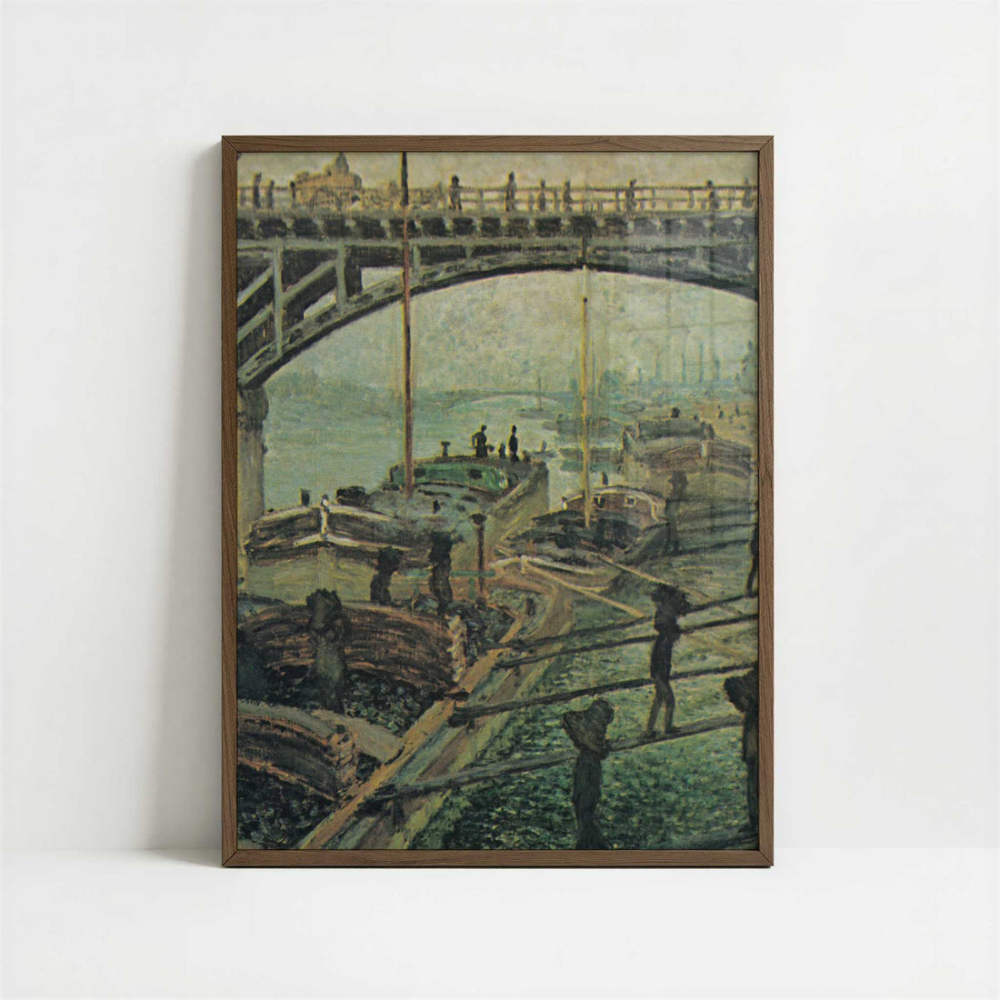 Men Unloading Coal (1875) by Claude Monet – Art Print - Art print in dark wood frame
