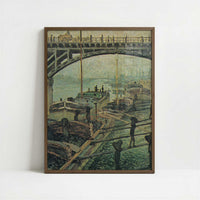 Men Unloading Coal (1875) by Claude Monet – Art Print - Art print in dark wood frame