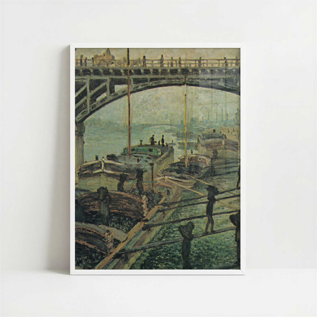 Men Unloading Coal (1875) by Claude Monet – Art Print - Art print in white frame