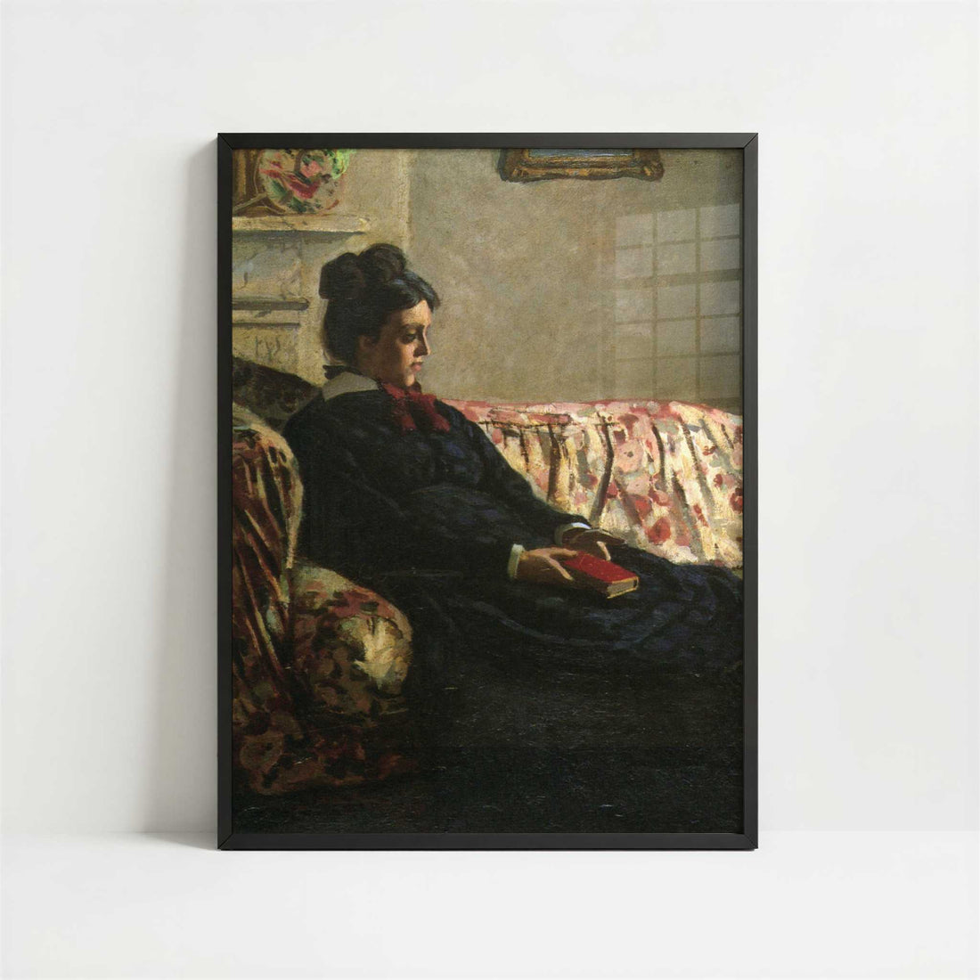 Mme Monet on the Sofa (1871) by Claude Monet – Art Print - Art print in black frame