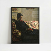 Mme Monet on the Sofa (1871) by Claude Monet – Art Print - Art print in black frame