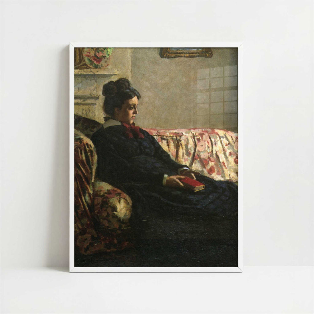 Mme Monet on the Sofa (1871) by Claude Monet – Art Print - Art print in white frame