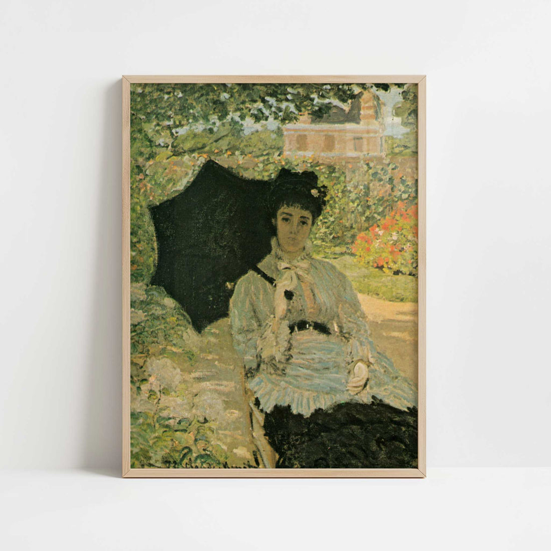 Monet's Family in Garden (1873) by Claude Monet – Art Print - Art print in oak frame