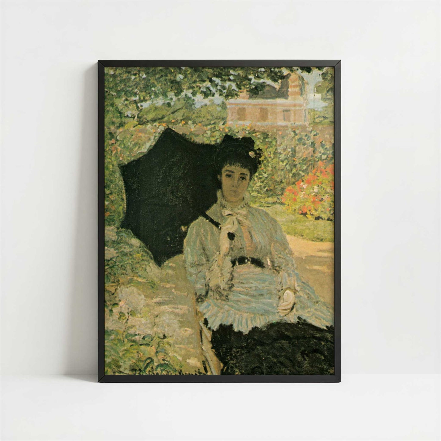 Monet's Family in Garden (1873) by Claude Monet – Art Print - Art print in black frame