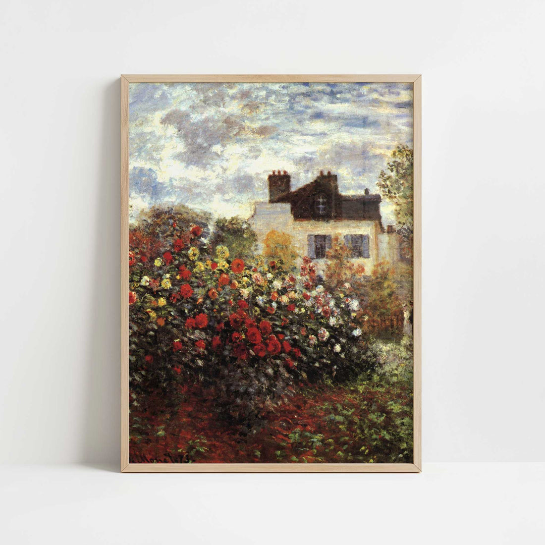 Monet's Garden at Argenteuil (1873) by Claude Monet – Art Print - Art print in oak frame