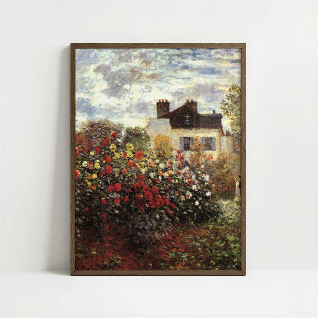 Monet's Garden at Argenteuil (1873) by Claude Monet – Art Print - Art print in dark wood frame