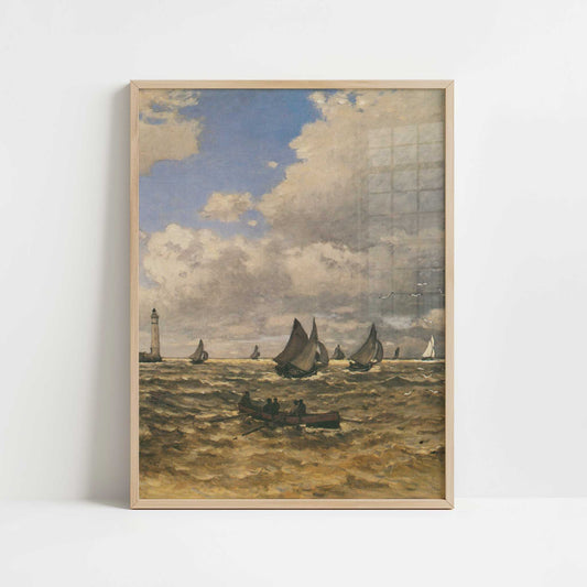 Mouth of the Seine at Honfleur (1865) by Claude Monet – Art Print - Art print in oak frame