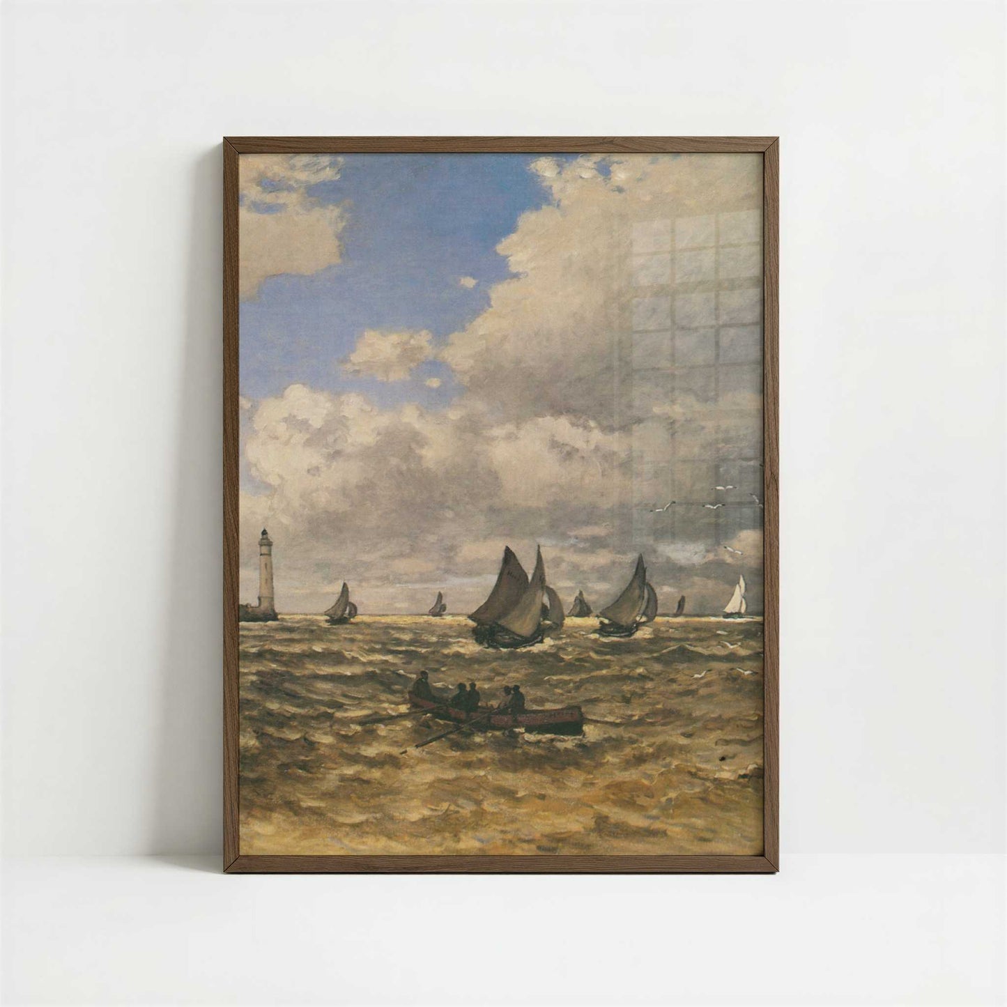 Mouth of the Seine at Honfleur (1865) by Claude Monet – Art Print - Art print in dark wood frame