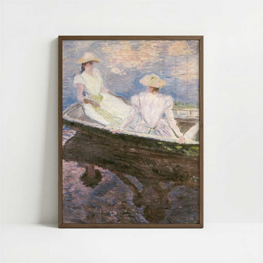 On the Boat (1887) by Claude Monet – Art Print - Art print in dark wood frame