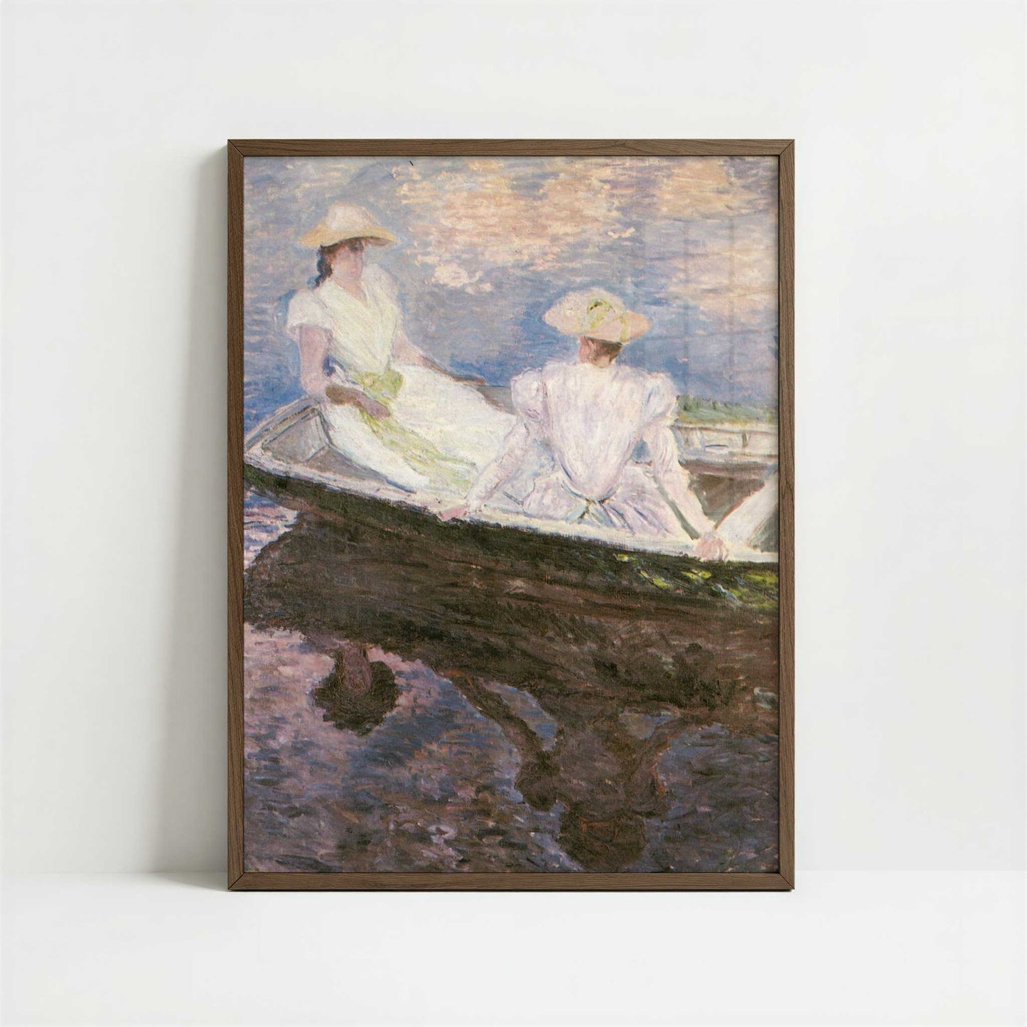 On the Boat (1887) by Claude Monet – Art Print - Art print in dark wood frame