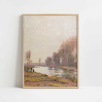 Petit Bras of the Seine (1872) by Claude Monet – Art Print - Art print in oak frame