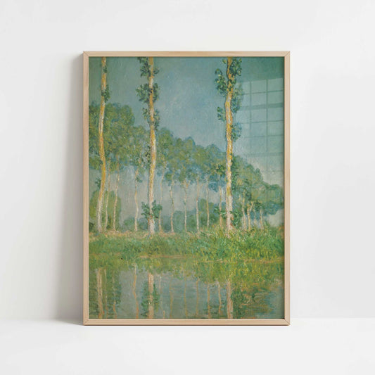 Pink Poplars (1891) by Claude Monet – Art Print - Art print in oak frame