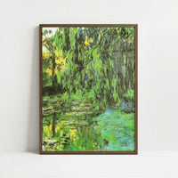 Pond with Willow Tree (1918) by Claude Monet – Art Print - Art print in dark wood frame