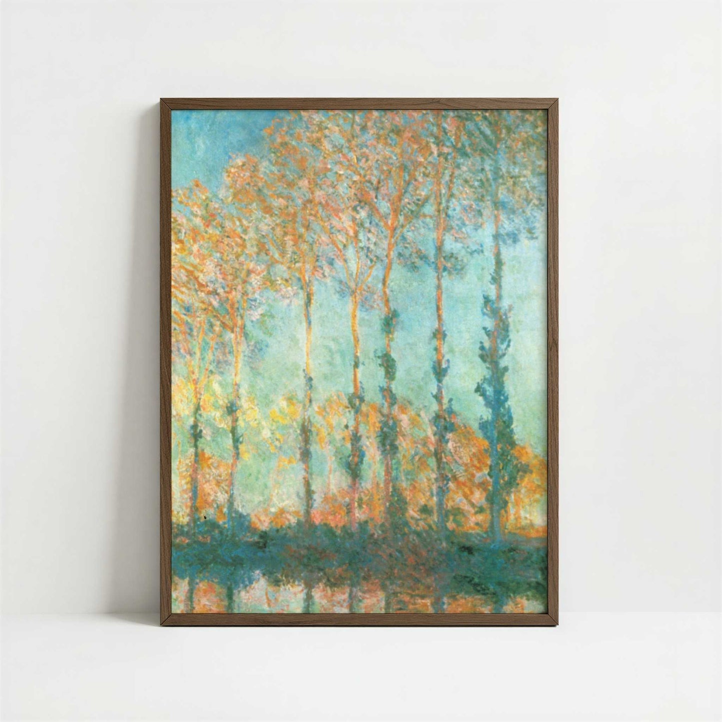 Poplars on River Epte (1891) by Claude Monet – Art Print - Art print in dark wood frame
