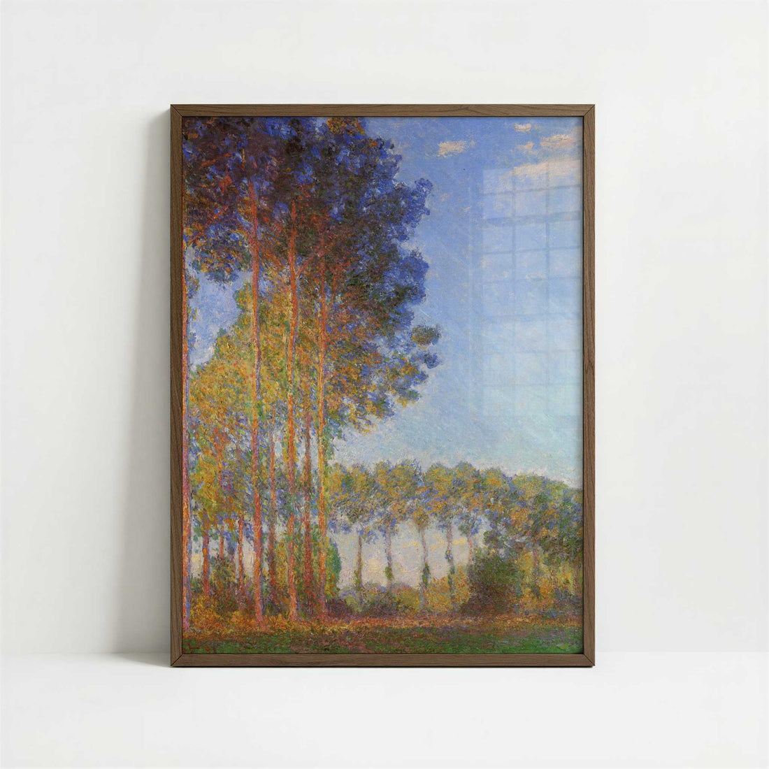 Poplars on the Banks of River Epte (1891) by Claude Monet – Art Print - Art print in dark wood frame