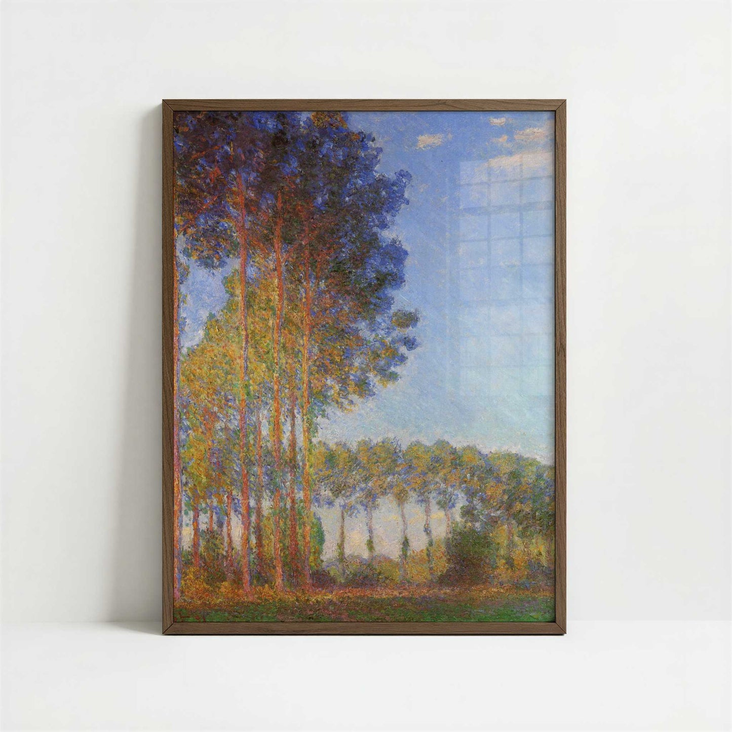 Poplars on the Banks of River Epte (1891) by Claude Monet – Art Print - Art print in dark wood frame