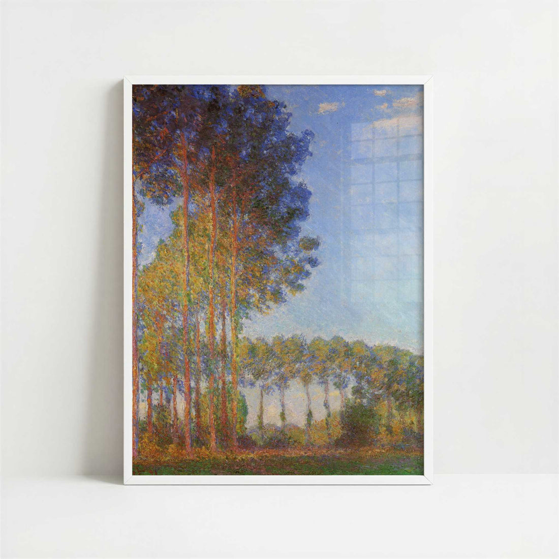 Poplars on the Banks of River Epte (1891) by Claude Monet – Art Print - Art print in white frame