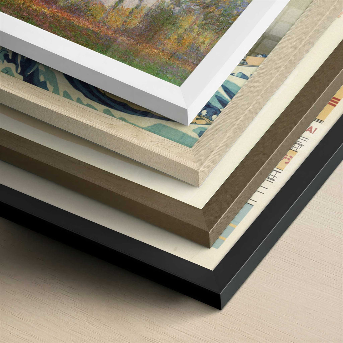 Poplars on the Banks of River Epte (1891) by Claude Monet – Art Print - Close-up detail of the different frames