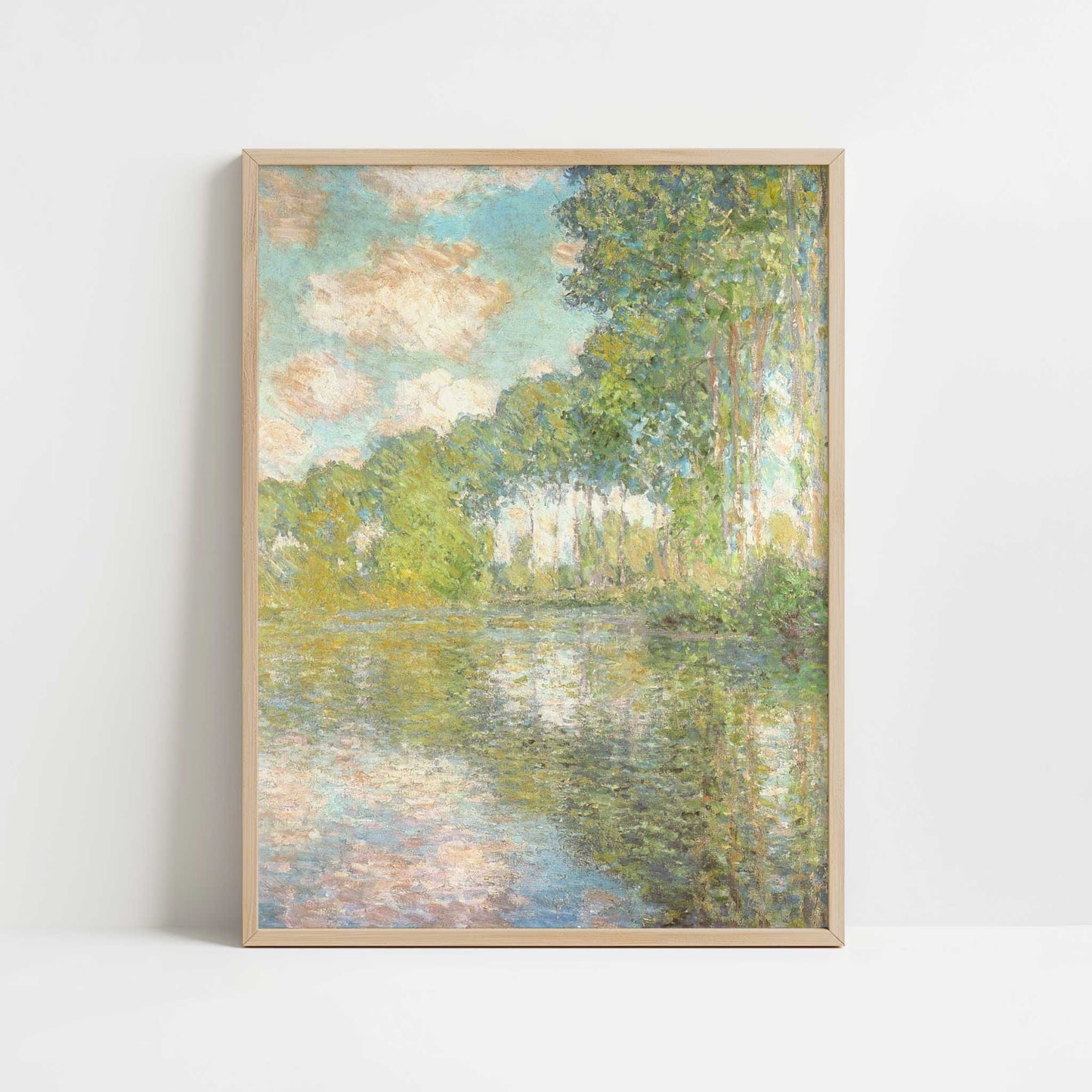 Poplars on the Epte (1891) by Claude Monet – Art Print - Art print in oak frame