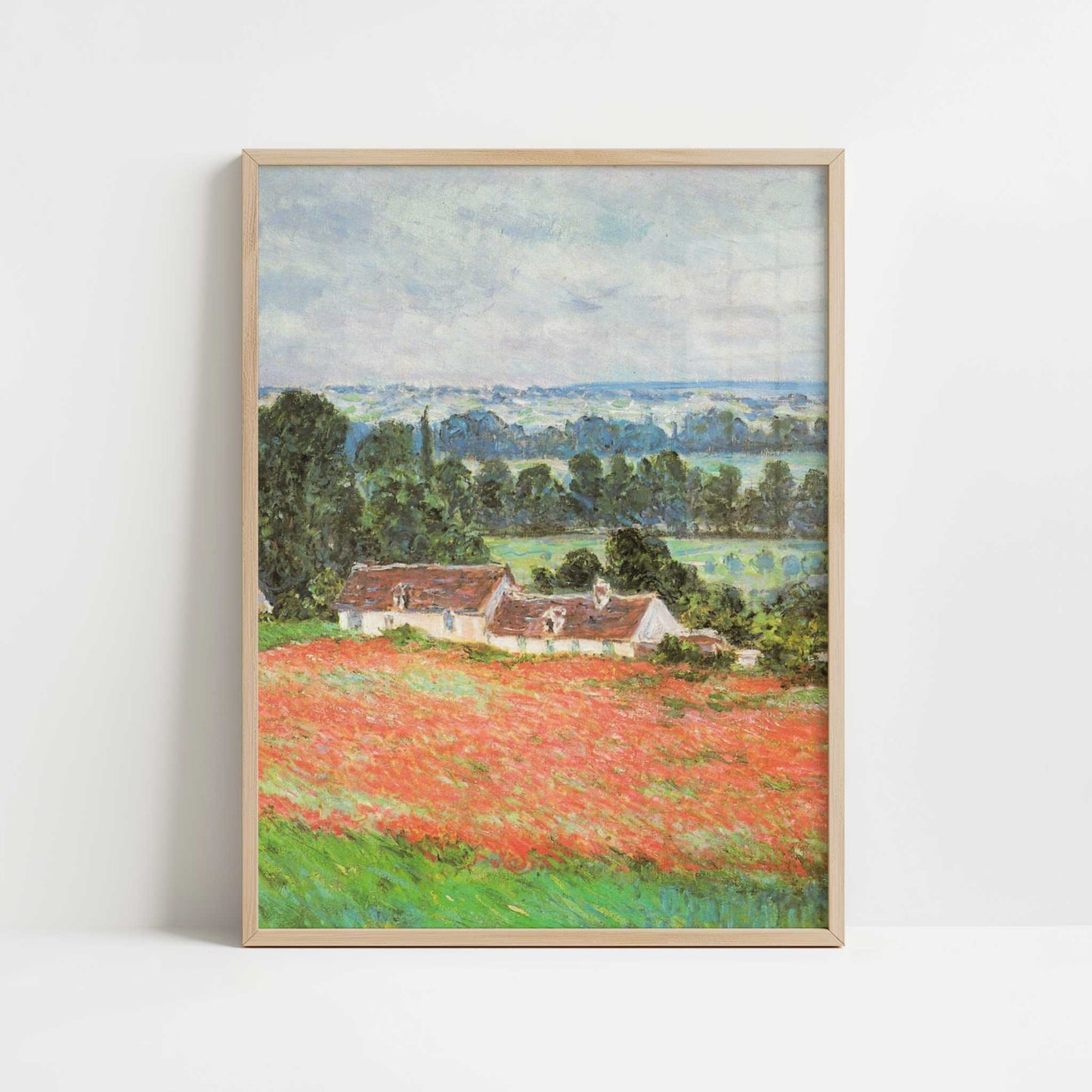 Poppies, Giverny (1885) by Claude Monet – Art Print - Art print in oak frame
