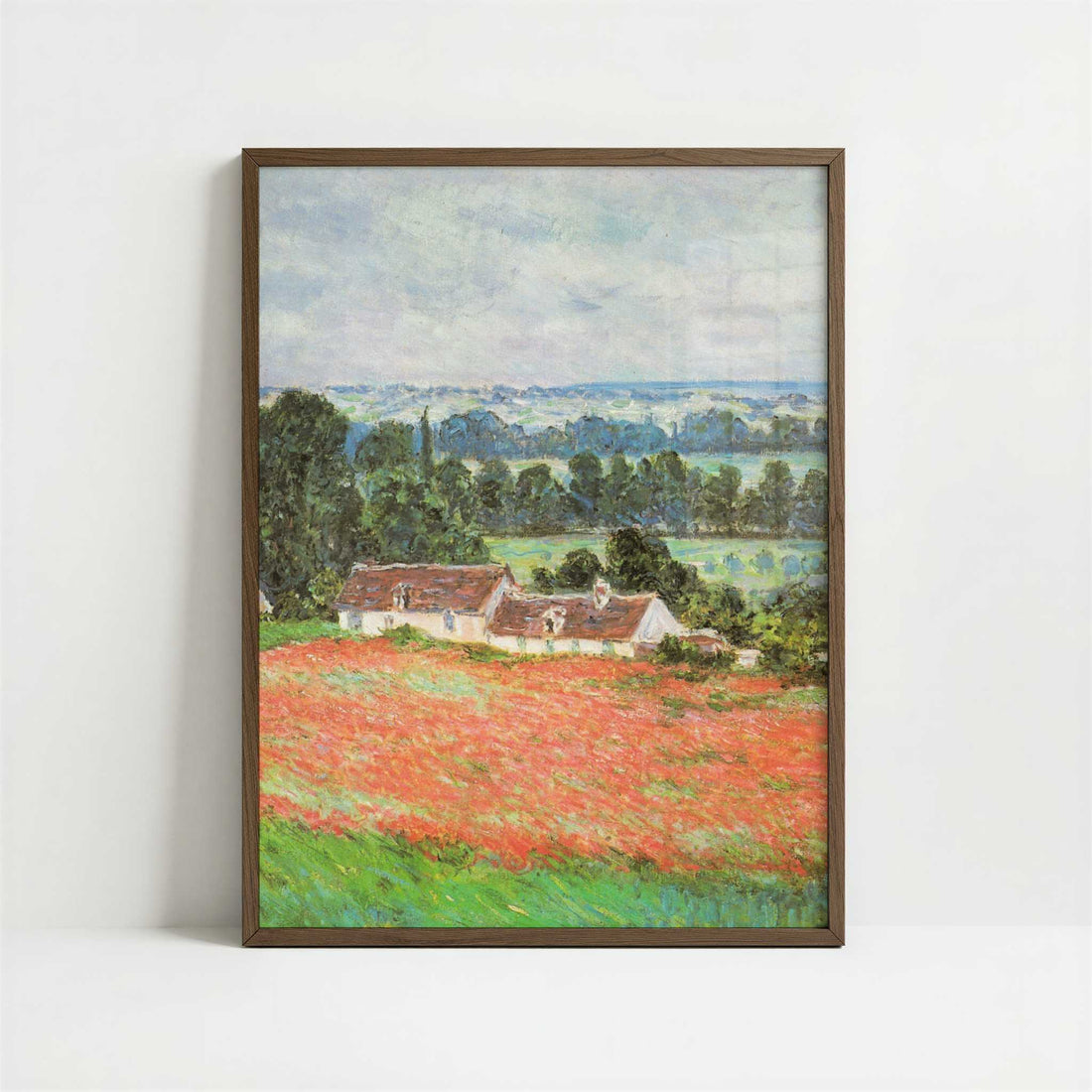 Poppies, Giverny (1885) by Claude Monet – Art Print - Art print in dark wood frame