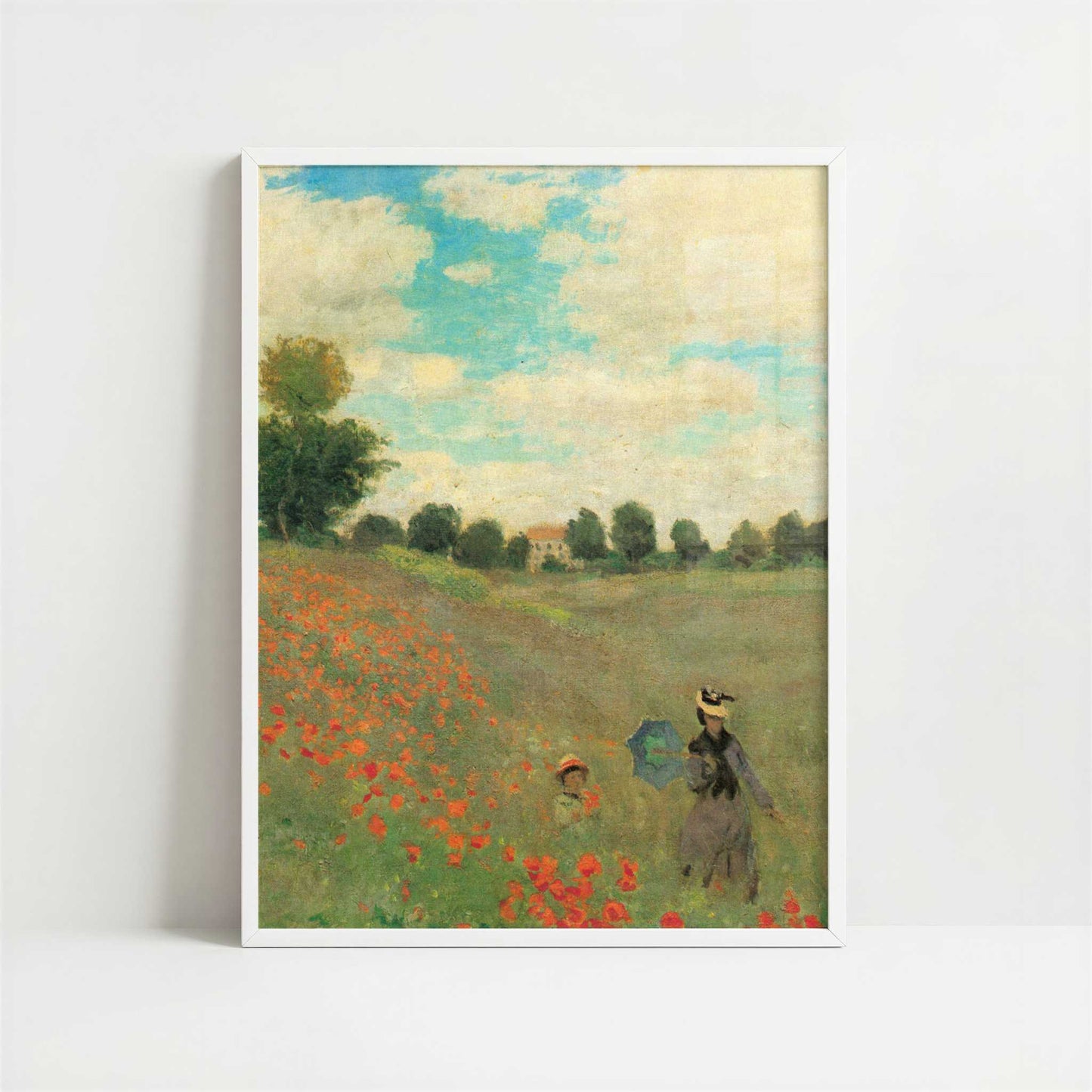 Poppy Field (1873) by Claude Monet – Art Print - Art print in white frame