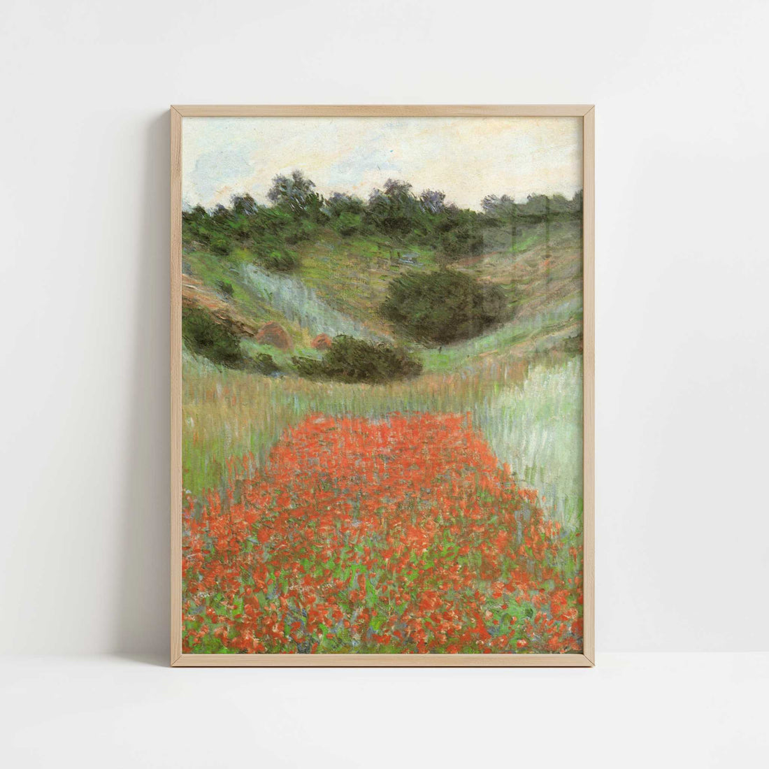 Poppy Field near Giverny (1885) by Claude Monet – Art Print - Art print in oak frame