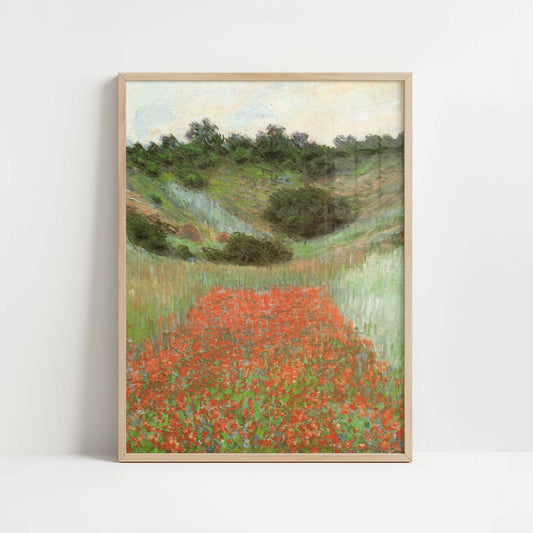 Poppy Field near Giverny (1885) by Claude Monet – Art Print - Art print in oak frame
