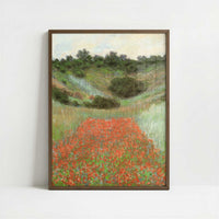 Poppy Field near Giverny (1885) by Claude Monet – Art Print - Art print in dark wood frame