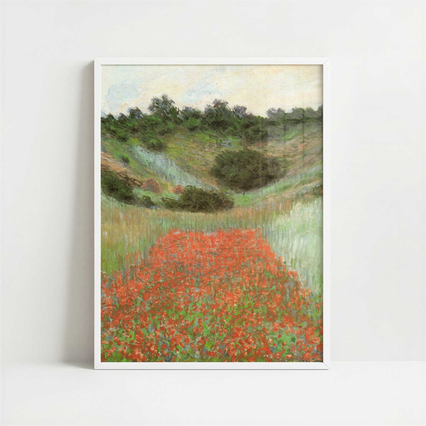 Poppy Field near Giverny (1885) by Claude Monet – Art Print - Art print in white frame